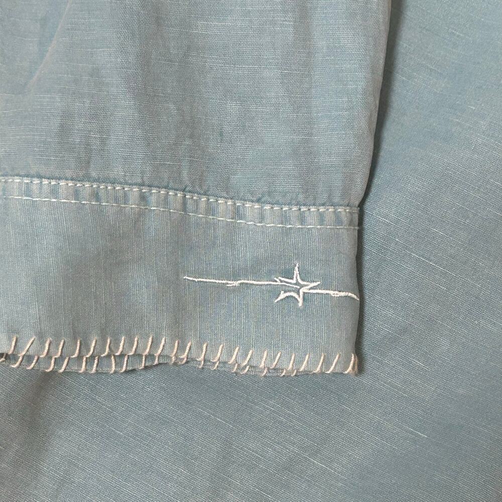 Ryan Michael men's silk linen blend turquoise snap button western shirt XL - Picture 6 of 12